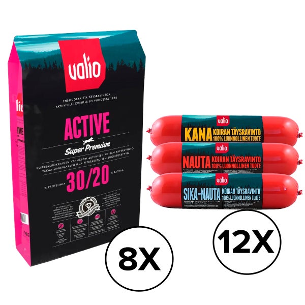 Valio Active 8 X 15 kg + Valio liha-ateria 12x800g